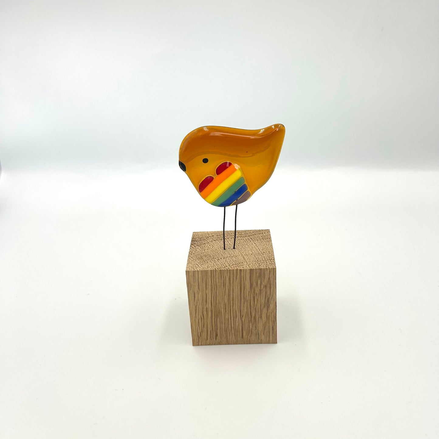 Perched Rainbow Heart Robin
