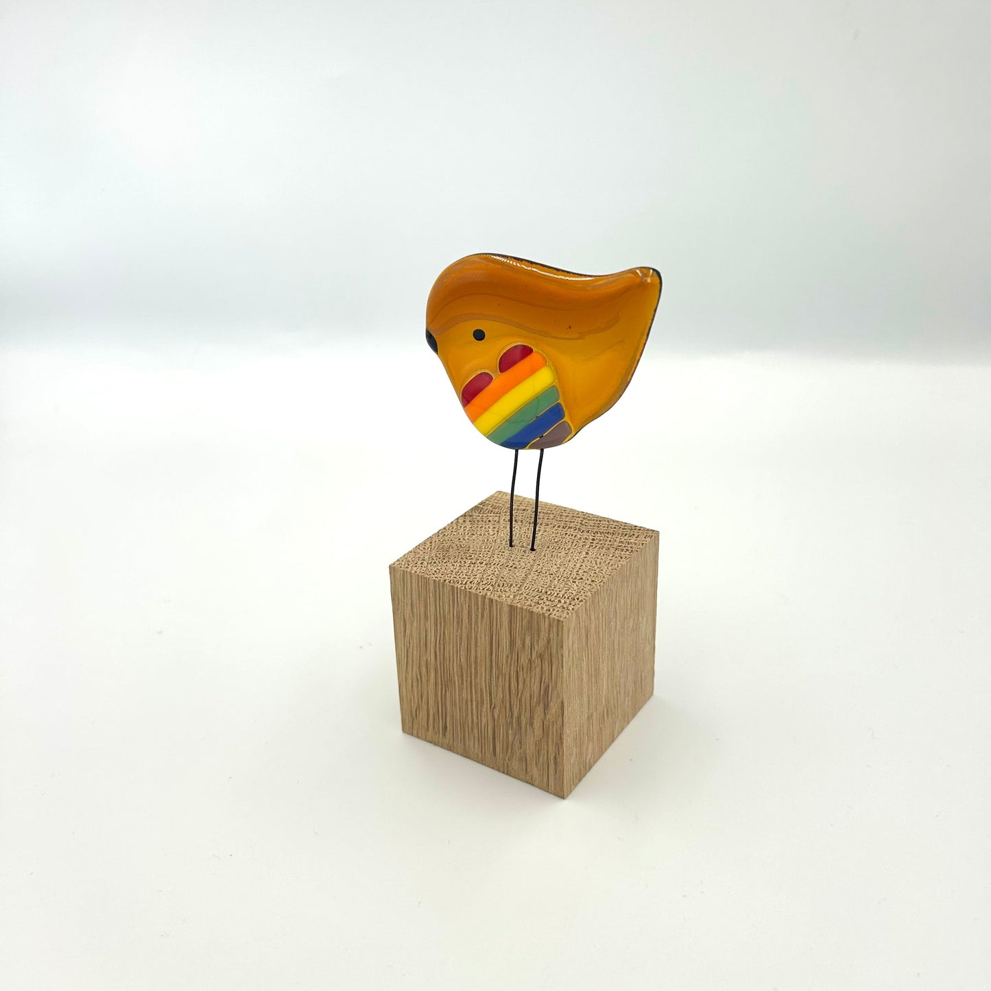 Perched Rainbow Heart Robin