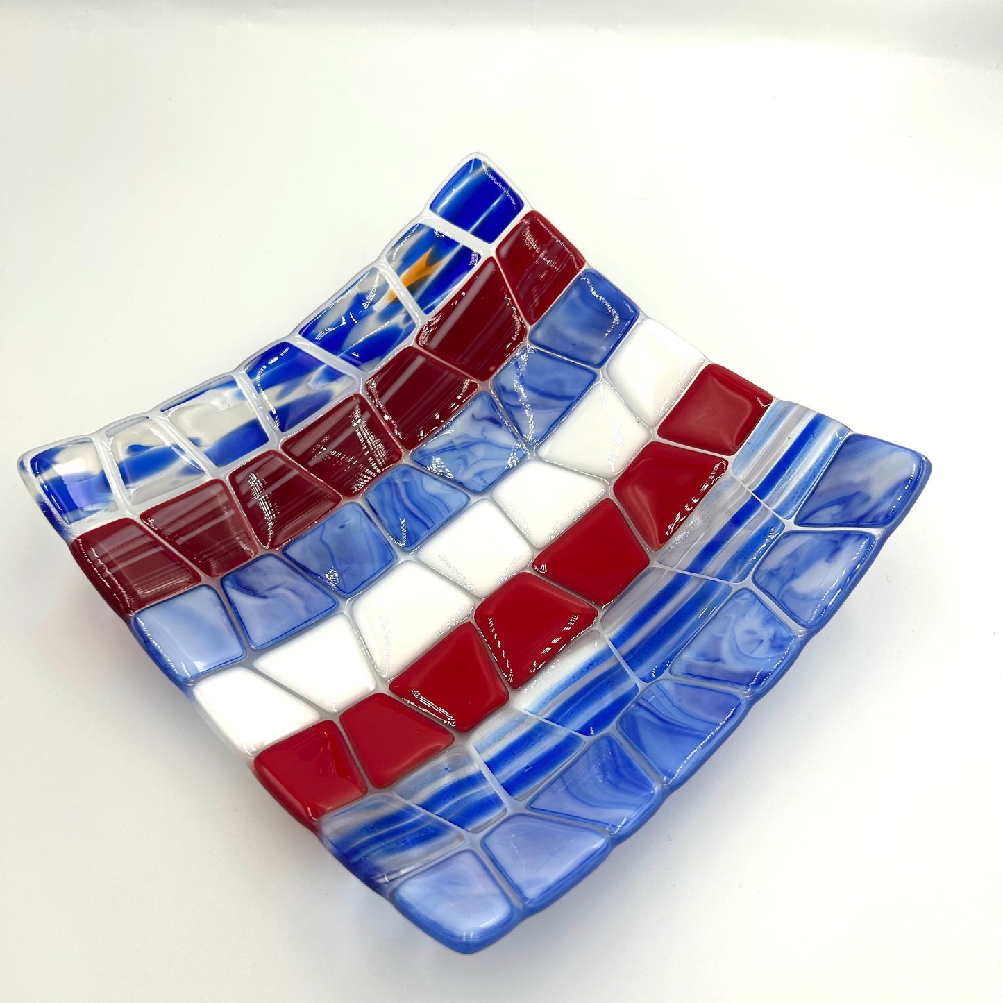 Red, White and Blue Mosaic Bowl