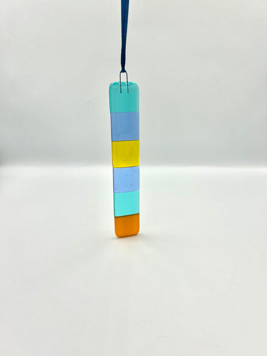 Fused Glass Hanging Checkered Charm - Option Two