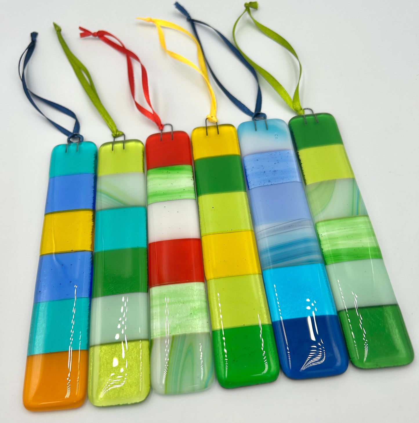 Fused Glass Hanging Checkered Charm - Option Three
