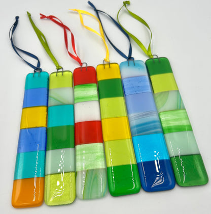 Fused Glass Hanging Checkered Charm - Option Three