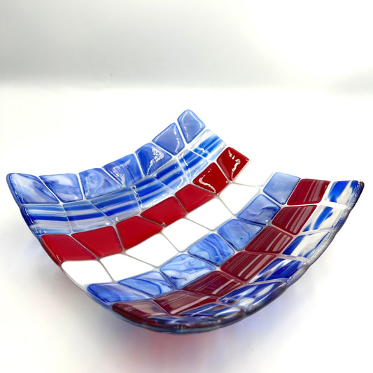 Red, White and Blue Mosaic Bowl