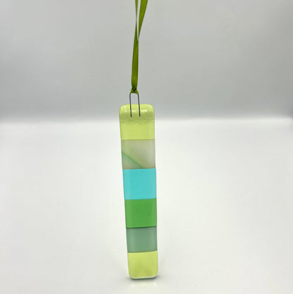 Fused Glass Hanging Checkered Charm - Option Three