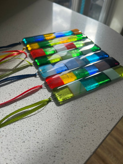 Fused Glass Hanging Checkered Charm - Option One