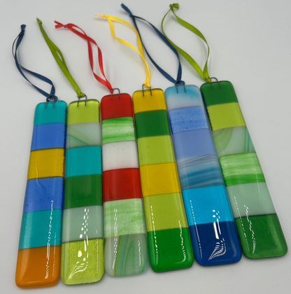 Fused Glass Hanging Checkered Charm - Option One